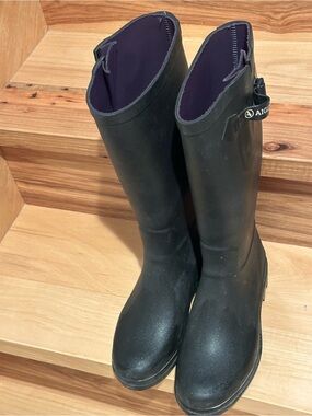 Aigle Aigleton F3 Hunting rain boot black and purple